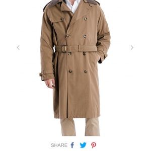 Men’s Long Trench Coat with Removable Liner